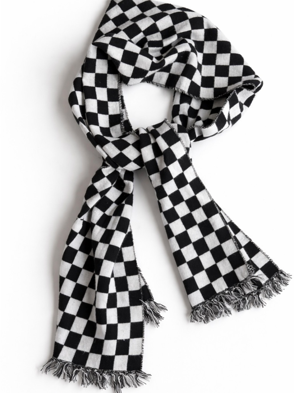 Black White Checkerboard Scarf Soft Fringe Winter Streetwear Vans Inspired